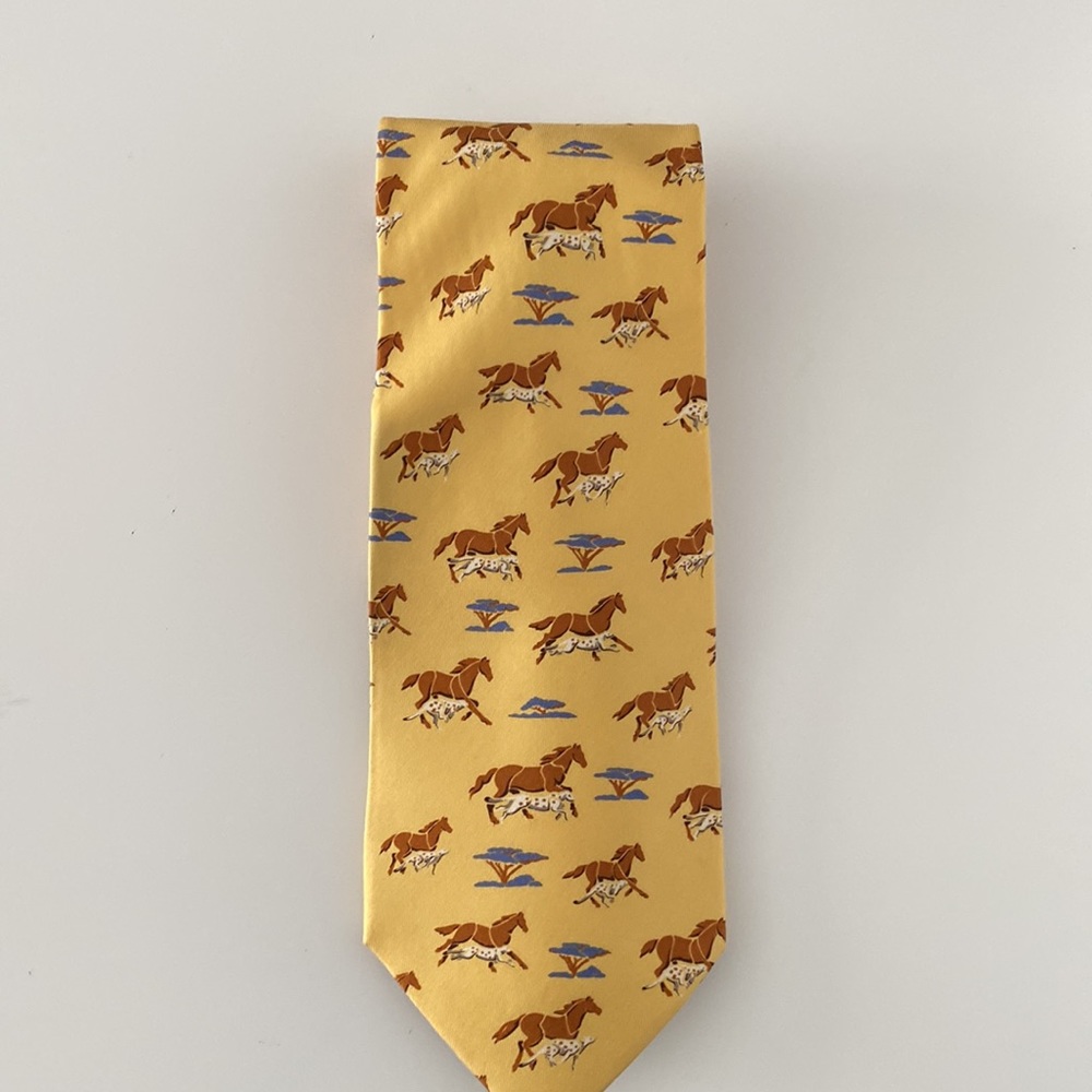 Vintage Christian Dior Yellow Horse and Cheater Print